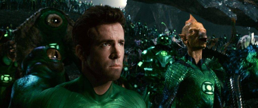 Screenshot from the film 'Green Lantern'. Ryan Reynolds as the Green Lantern
