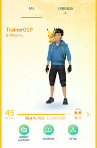 A screenshot from Pokemon GO showing a default trainer avatar and level progress