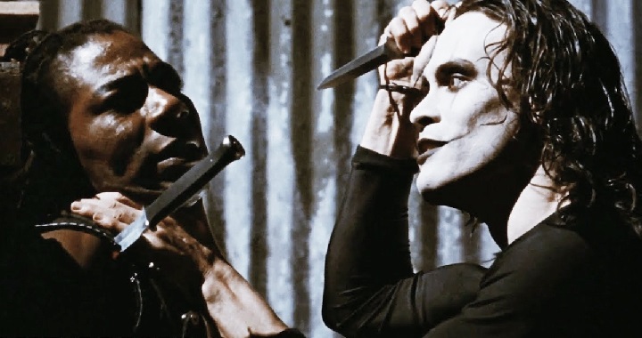 Laurence Mason and Brandon Lee in 'The Crow'