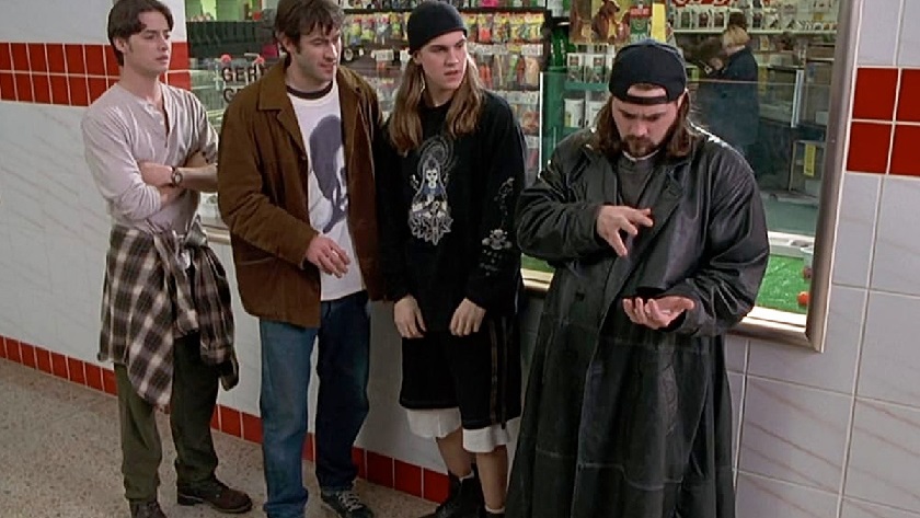 Jeremy London, Jason Lee, Jason Mewes, and Kevin Smith in 'Mallrats'