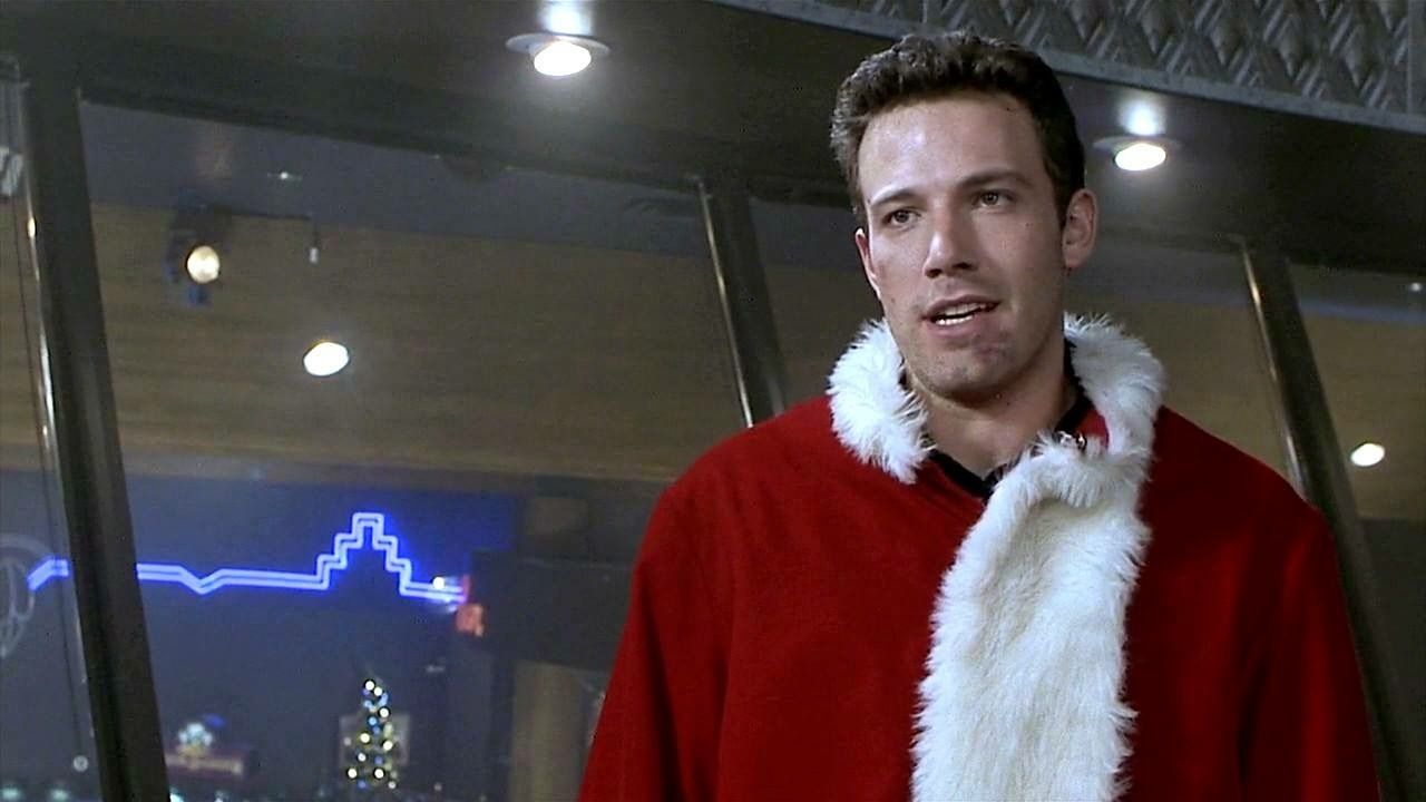Ben Affleck dressed as Santa Claus in a still from the movie "Reindeer Games"