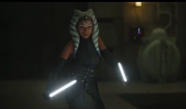 Ahsoka Tano holding light sabers from the animated series 'The Clone Wars'