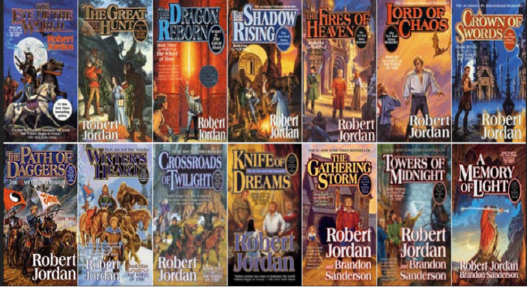 The 14 novels of the Wheel of Time saga