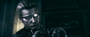 A still from the Capcom video game "Resident Evil" featuring the character of Albert Wesker