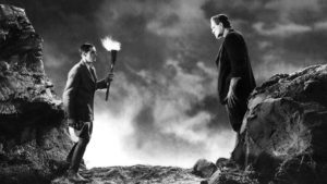 A still from the 1931 film 'Frankenstein' featuring Colin Clive and Boris Karloff