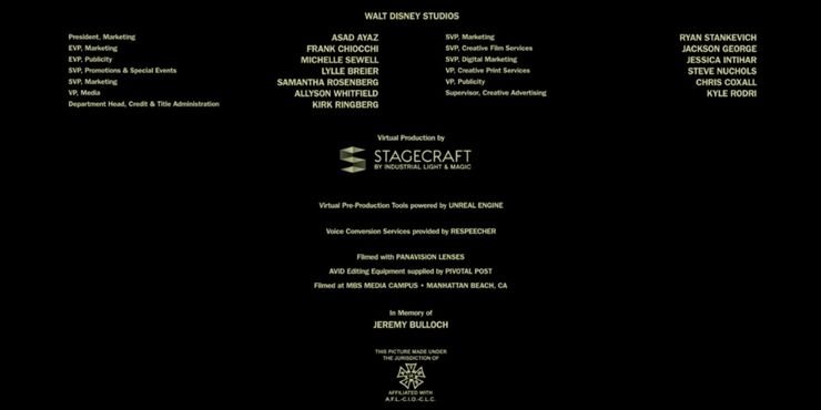 The Mandalorian Season 2 credits Jeremy Bulloch dedication screen shot