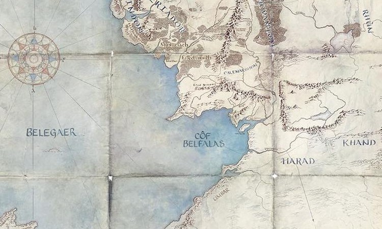 Slice of the map of Middle Earth for the Lord Of The Rings Amazon series