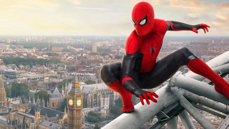 Tom Holland as Spider-Man in a promotional shot for "Spider-Man: Far From Home"