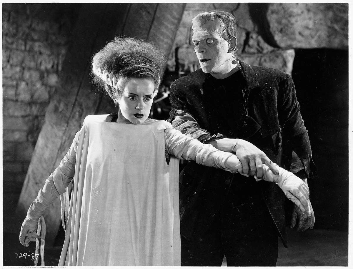 Boris Karloff and Elsa Lanchester in 'The Bride Of Frankenstein' (1935)