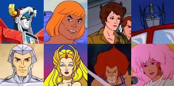 Saturday Morning Superstars: Voltron, He-Man, Lady Jaye from G.I. Joe, Optimus Prime from Transformers, Quicksilver from Silverhawks, She-ra, Lion-O from Thundercats, Jem