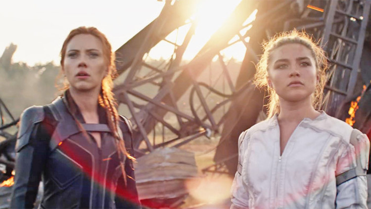 Scarlett Johansson as Natasha Romanoff and Florence Pugh as Yelena