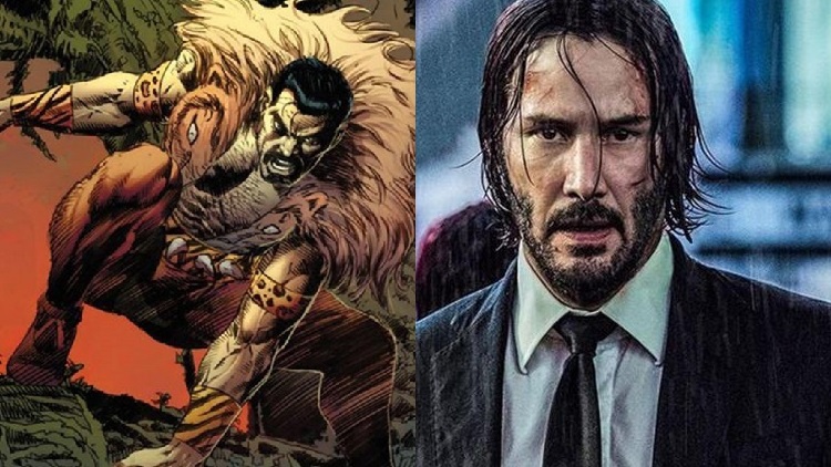 Marvel's Kraven The Hunter and Keanu Reeves in 'John Wick'