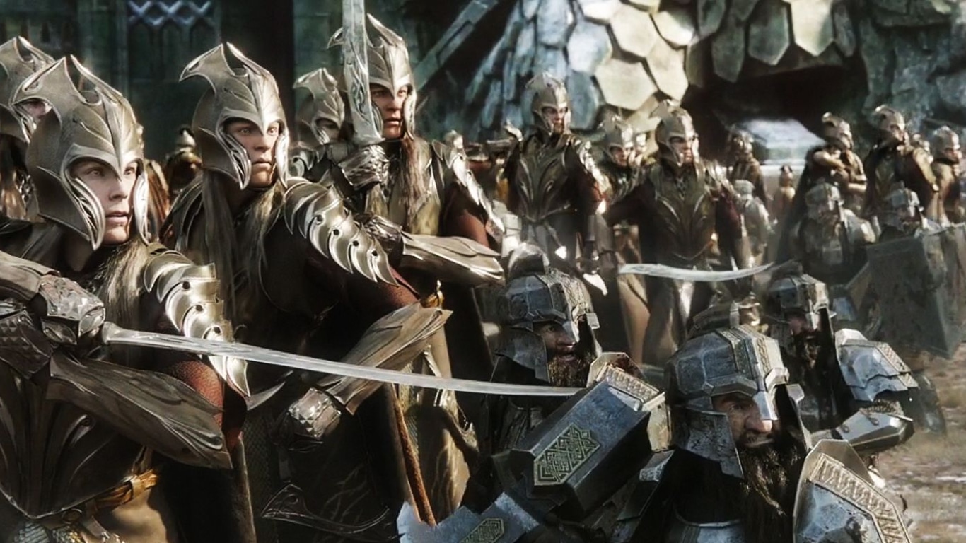 Elves and Dwarves from Peter Jackson's 'Lord Of The Rings'
