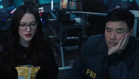 Kat Dennings and Randall Park as Darcy Lewis and Jimmy Woo in 'WandaVision'