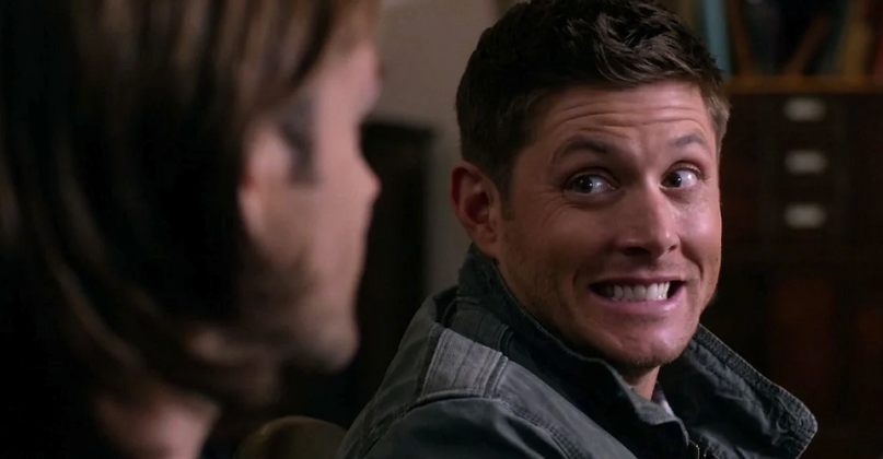Dean Winchester (Jensen Ackles) shows off his excitement to his brother Sam (Jared Padalecki) in a still from the CW show "Supernatural."