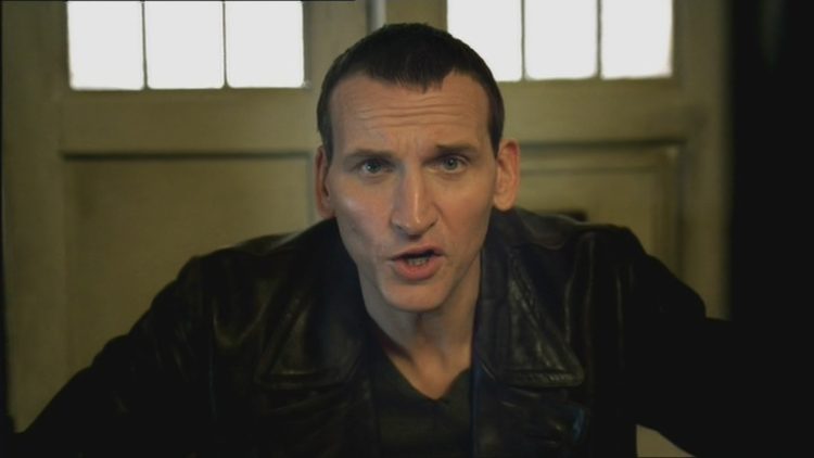 A screenshot of Christopher Eccleston as the Ninth Doctor in 'Doctor Who' 