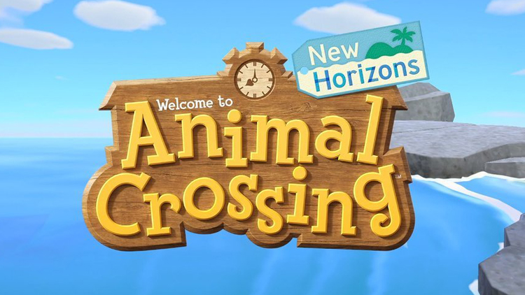 The logo for the popular Nintendo Switch game, "Animal Crossing: New Horizons."