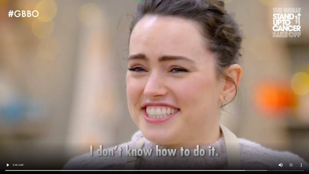 Daisy Ridley on The Great Celebrity Bake Off.
