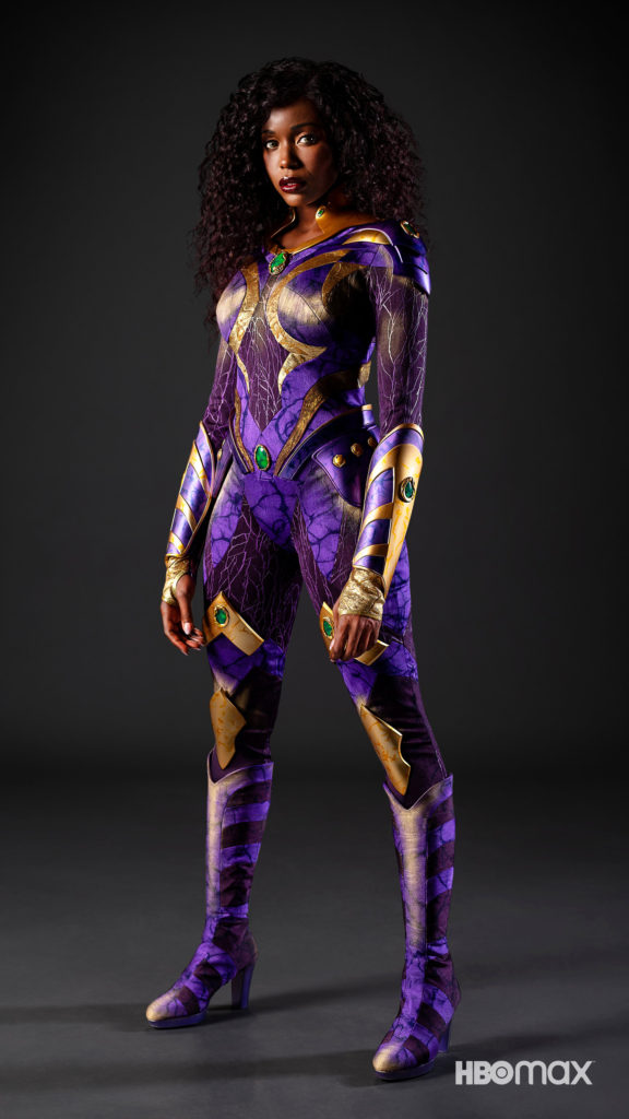 Anna Diop models the outfit her "Titans" character, Starfire, will be wearing in the third season of the series.