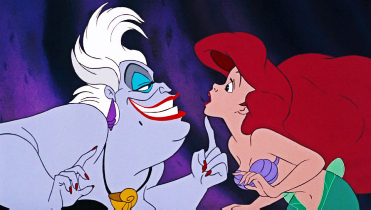 Screen shot from Disney's "The Little Mermaid': Ursula and Ariel