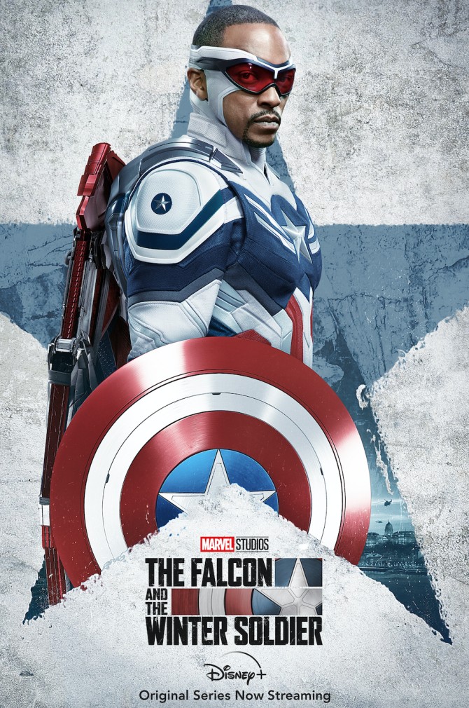 Anthony Mackie as Captain America in character poster from Captain America and the Winter Soldier