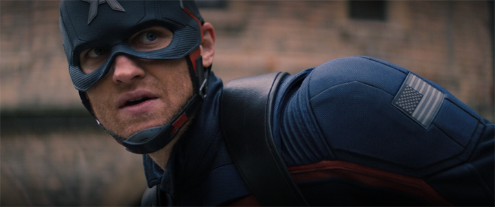In Disney+'s "The Falcon and the Winter Soldier," the new Captain America (Wyatt Russell) has a flag on his outfit that looks similar to the Blue Lives Matter flag.