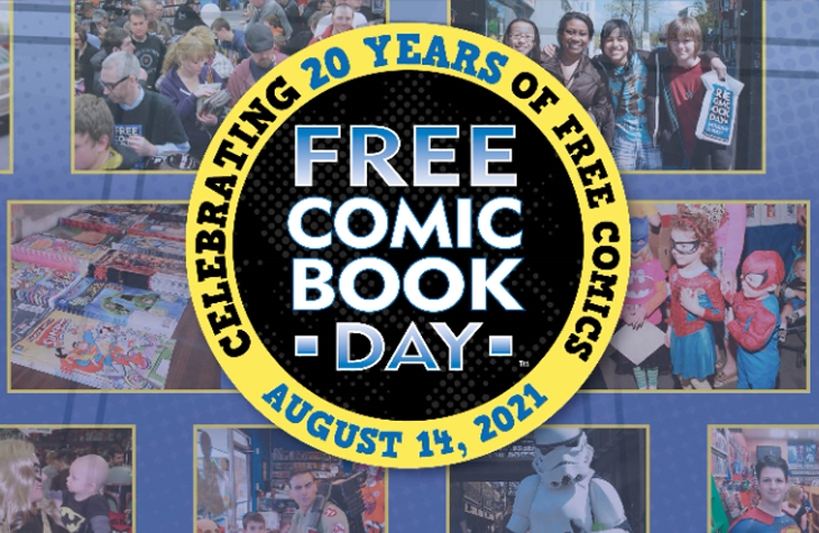 The logo for the 20th anniversary of Free Comic Book Day, a yearly event to promote comic book readership and comic book stores.