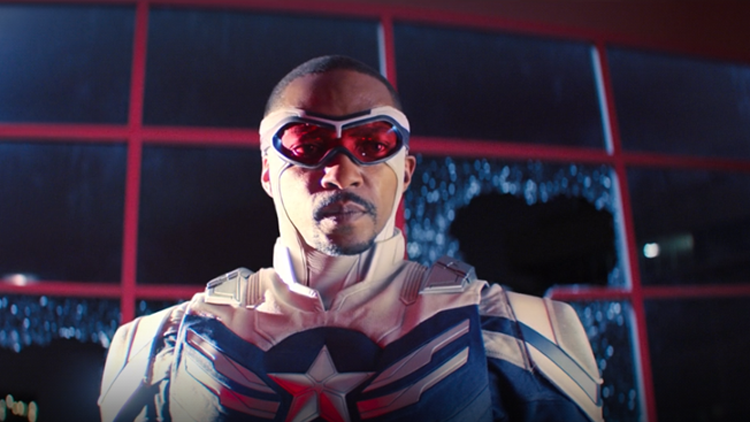 Sam Wilson (Anthony Mackie) fianlly takes up the mantle of Captain America in a still from the Disney+ series "The Falcon and the Winter Soldier."
