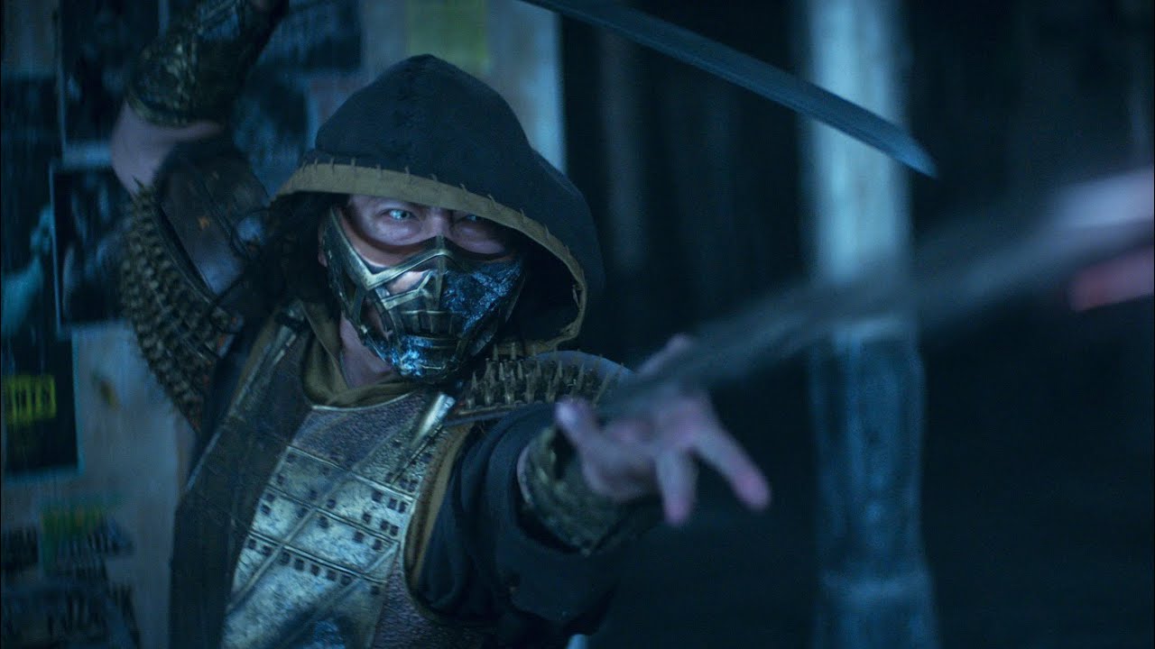 Scorpion (Hiroyuki Sanada) uses his devastating wrist spear in a still from the New Line Cinemas film "Mortal Kombat."