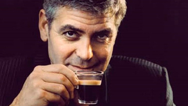 George Clooney drinking coffee header