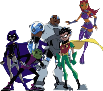 Teen Titans - Raven, Beast Boy, Cyborg, Robin, Starfire
