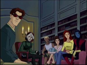 Cyclops, Rogue, Spyke, Shadowcat, Jean Grey, and Nightcrawler in X-Men Evolution