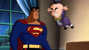 Superman and Mister Mxyzptlk on Superman: The Animated Series