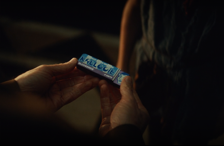 The close up of a package of blooberrie gum could hint at the show's big bad antagonist in a still from the Disney+ series "Loki."