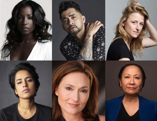 The new annouced cast additionas to DMZ: Top row, from left to right: Rutina Wesley, Rey Gallegos, Mamie Gummer. Bottom row, from left to right:: Agam Darshi, Nora Dunn, Jade Wu. Image: DC Comics/HBO Max