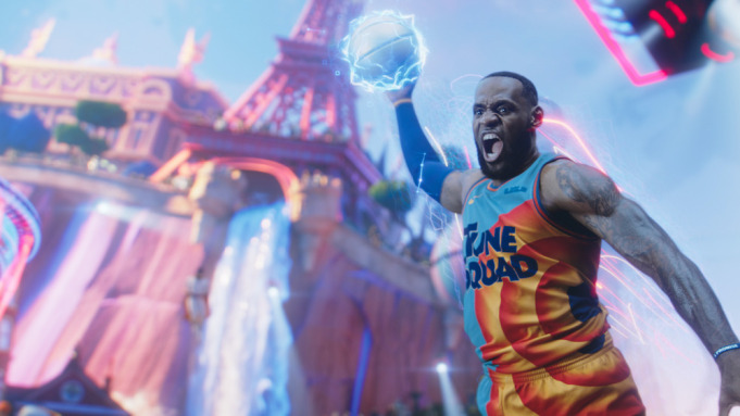 LeBron James goes in for a dunk in Space Jam: A New Legacy