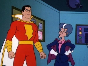 Captain Marvel and Aunt Minerva on the Shazam! cartoon