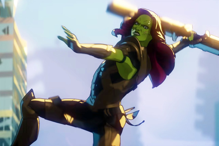 Gamora, destroyer of Thanos, has the power it takes to beat Ultron in a still from the Disney+ series "What If...?"