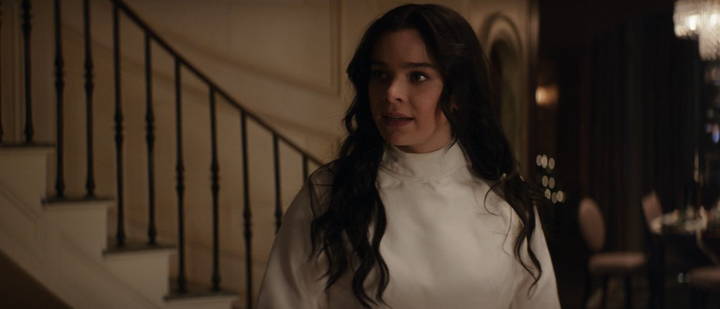 Kate Bishop (Hailee Steinfeld), dressed in fencing gear after challenging her mother's fiance Jack to a duel in a still from the Disney+ series "Hawkeye."