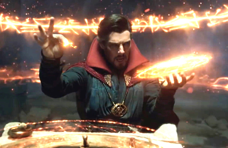 Doctor Strange wields his magical runes to cast a spell in a still from the upcoming film 