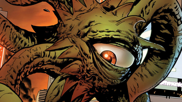 Shuma-Gorath is a massive one-eyed, multi-tentecaled creature who has faced off against Doctor Strange multiple times in the Marvel Comics.