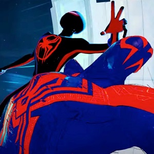 Miles Morales and Spider-Man 2099 in Spider-Man: Across the Spider-Verse