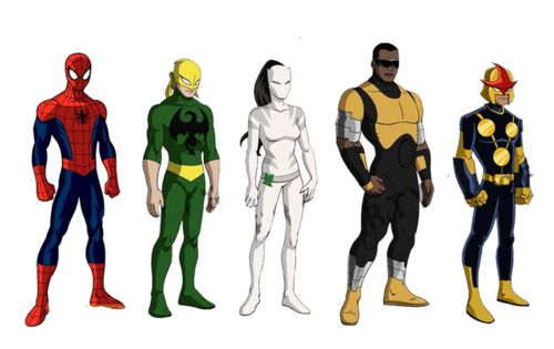 Spider-Man, Iron Fist, White Tiger, Luke Cage, Nova in Ultimate Spider-Man