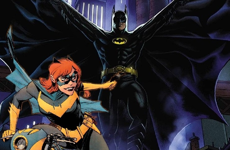 Michael Keaton Batman with Batgirl comic character