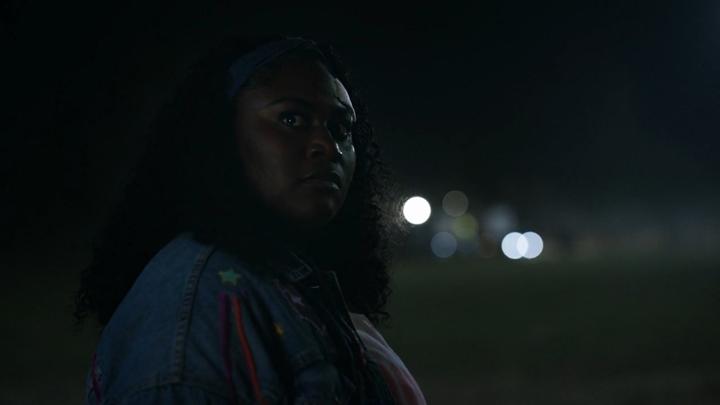 Adebayo (Danielle Brooks) steels herself to help Peacemaker in a still from the HBOMax series "Peacemaker."