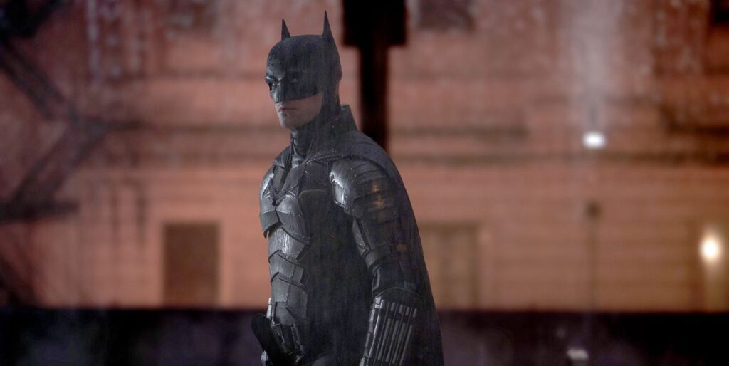 Robert Pattinson in full Batsuit as The Batman