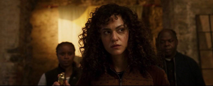 Layla (May Calamawy) resuces Steven Grant from Arthur Harrow in a still from the Disney+ series "Moon Knight."