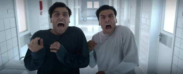 Oscar Isaac plays both Marc Spector and Steven Grant as they come face to face with a hippo goddess in a still from the Disney+ series "Moon Knight."