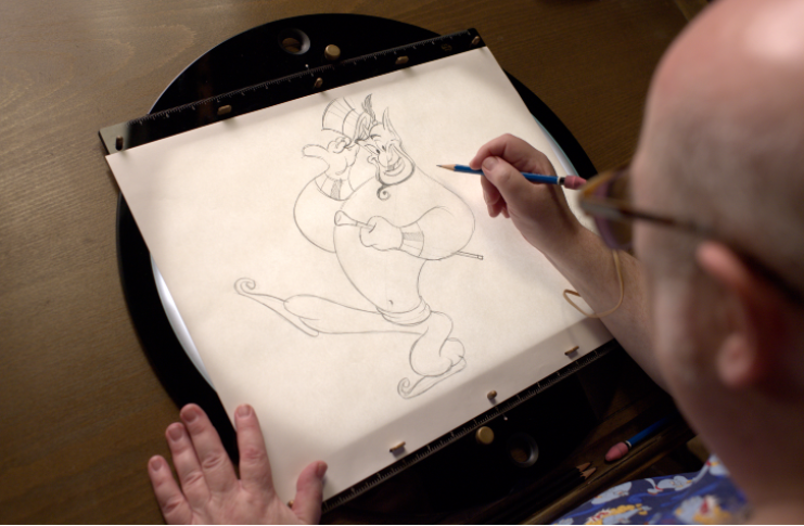 Eric Goldberg drawing the Genie in Disney+ Sketchbook