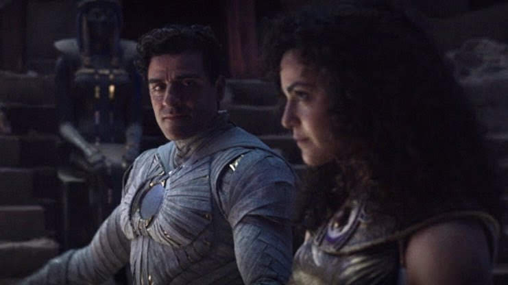 Marc Spector (Oscar Isaac) gazes at Layla El-Fauoly (May Calamawy) in a still from the Disney+ series "Moon Knight."